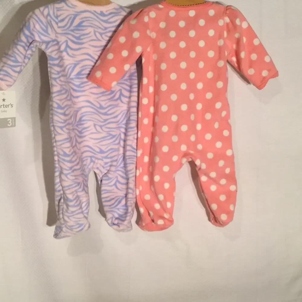 Carters girl fleece footie pjs 3m size in a bundle